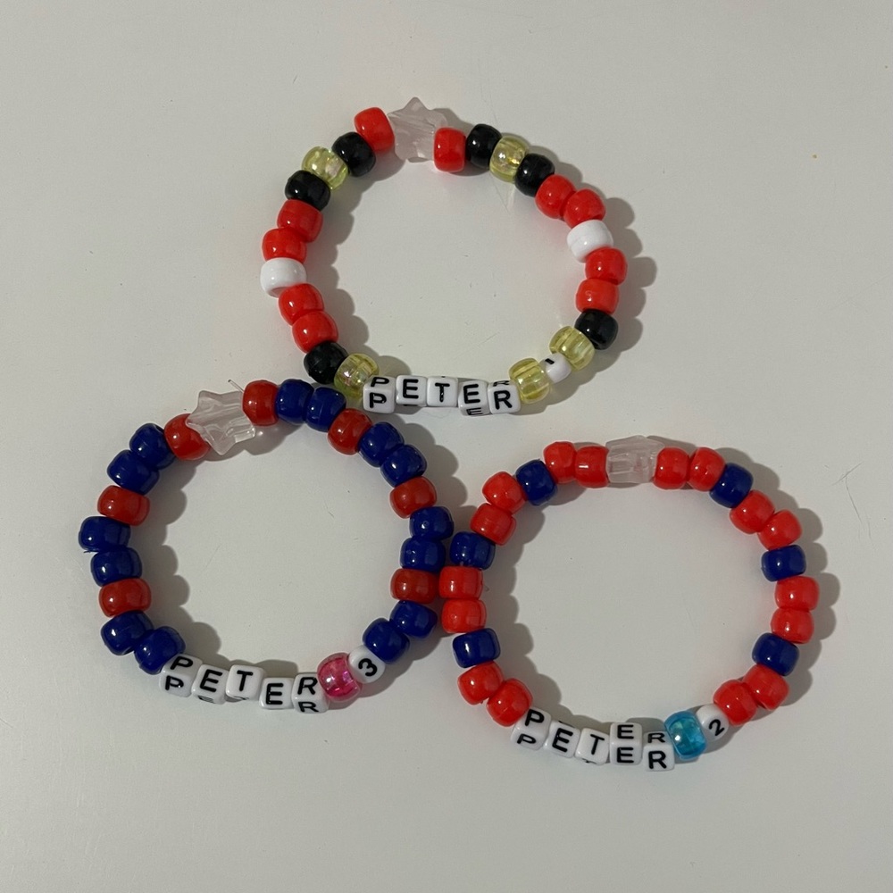 🕷Spider-Man: No Way Home Inspired Peter Parker Kandi Bracelets (set of 3) 🕷